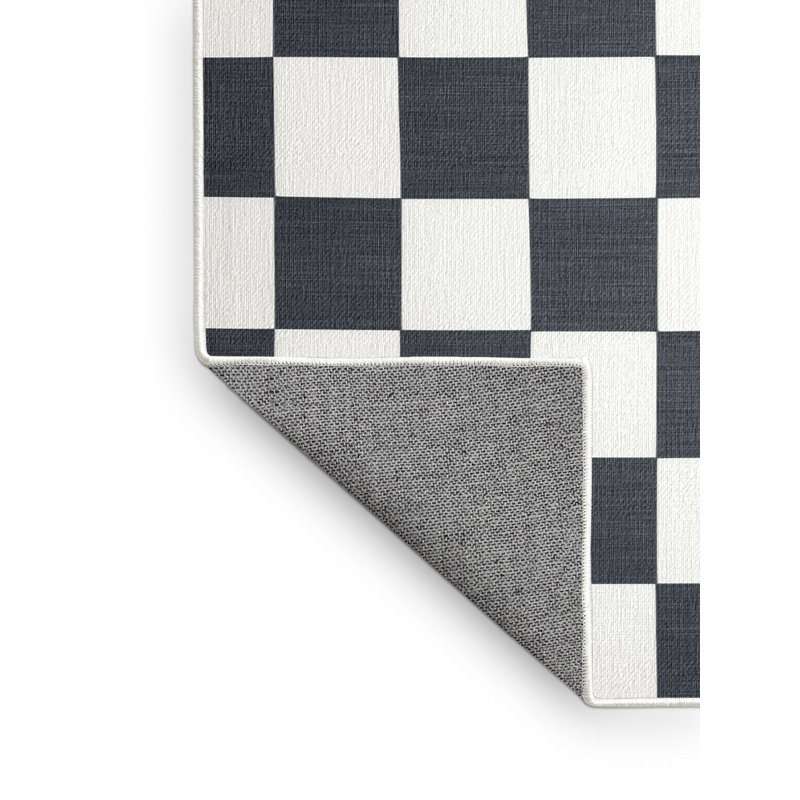 Tapis blanc à carreaux lavable à la machine, Rectangle 4pi x 6 pi