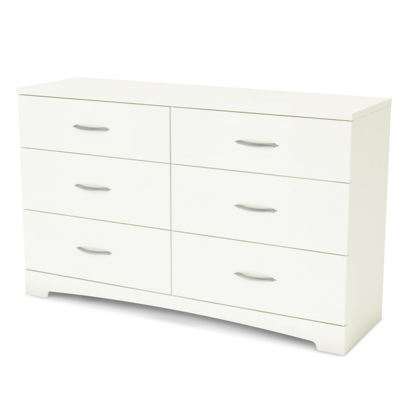 Commode 6 tiroirs Lochran, Blanc pur