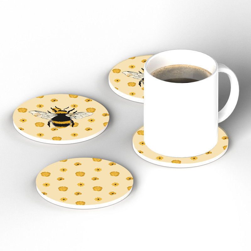 Ceramic Round 4 Piece Coaster Set
