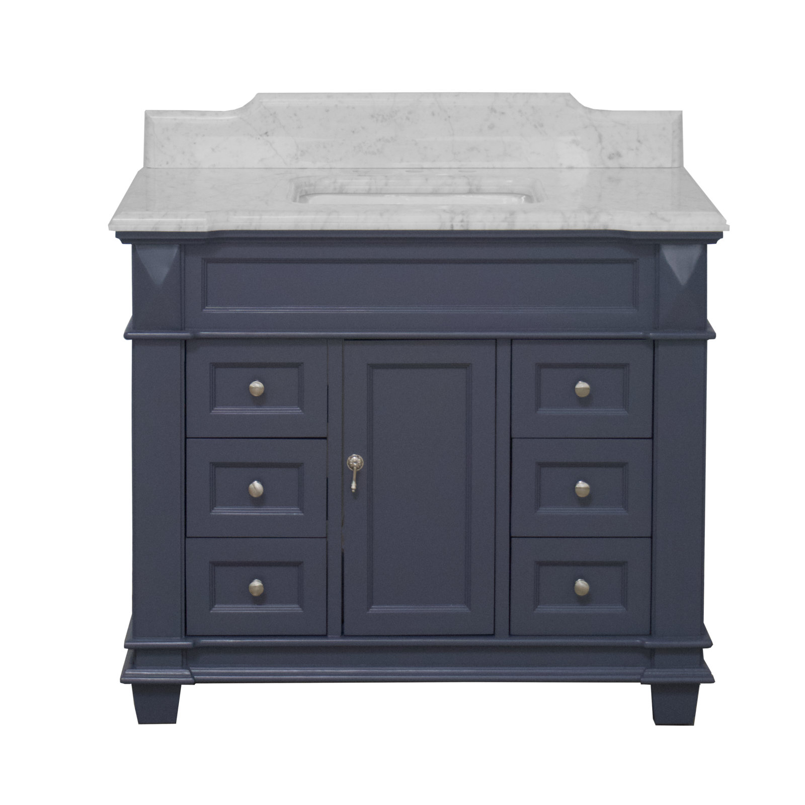 Ensa 42'' Single Bathroom Vanity, Marine Gray, Carrara Marble