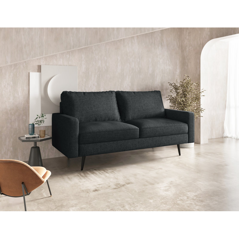 Canapé 70 avec accoudoirs carrés, Polyester gris foncé