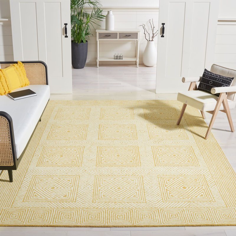 Tapis géométrique en laine et coton touffeté à la main Baileigh, Rectangle 5 pi x 8 pi