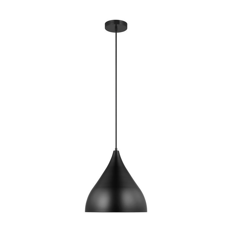 Luminaire suspendu conique à 1 lumière Ayer, Nuit noire, H 152 po x l 14 po x P 14 po