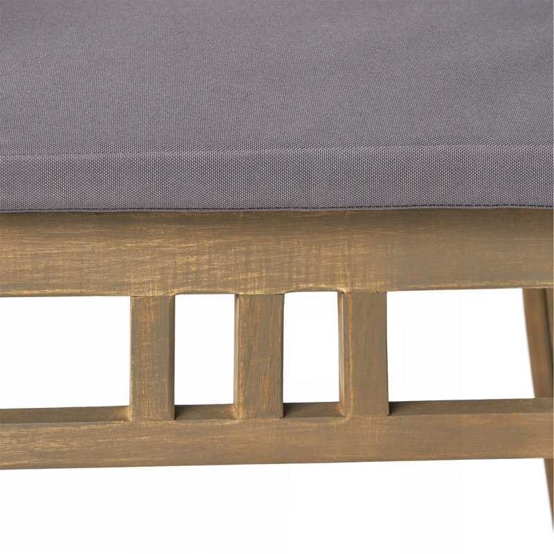 Outdoor Wooden Dining Chairs With Cushions, Set Of 2, Dark Grey,Grey Finish, Gray, Dark Gray