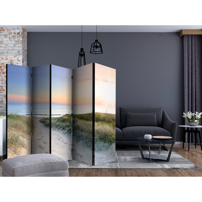 225cm W x 172cm H 5 - Panel Solid Wood Folding Room Divider