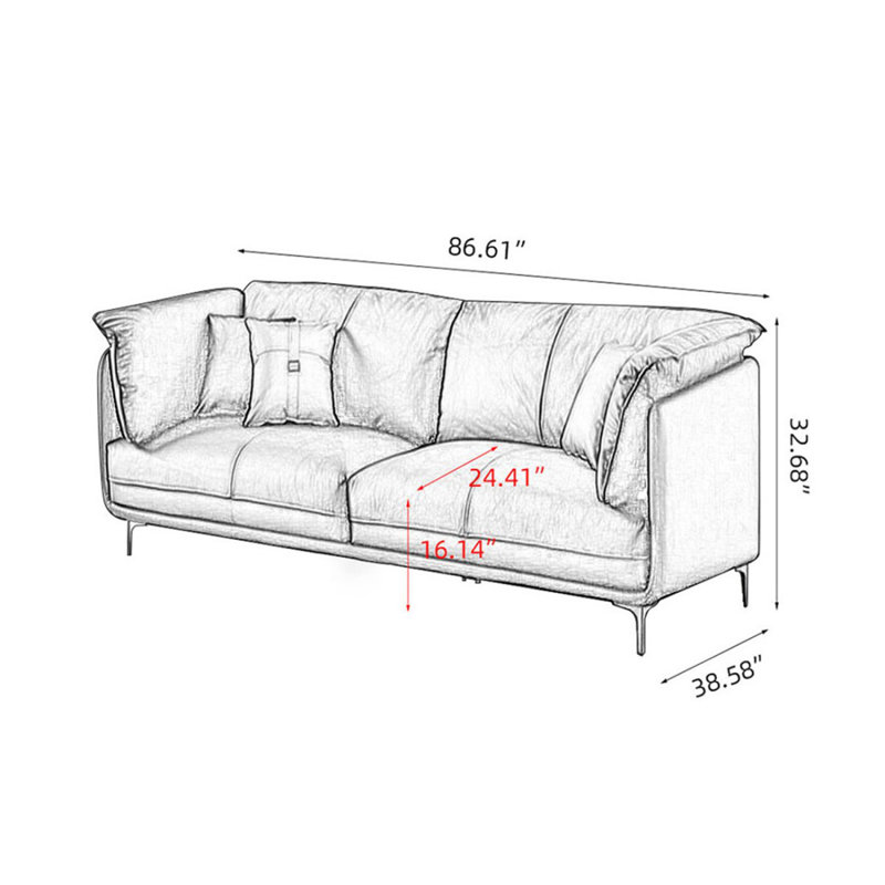 Causeuse-coussin standard en cuir véritable noir, Noir