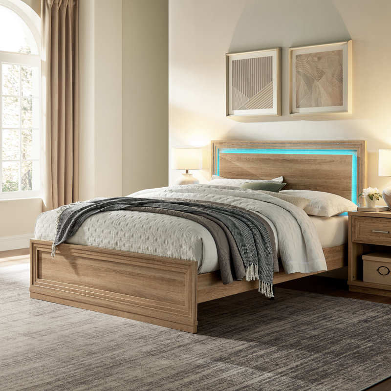Hewett Bed Frame Wooden - Bed Frame With Headboard, Wood Slat Support, No Box Spring Needed, Noise Free, Easy Assembly, Queen
