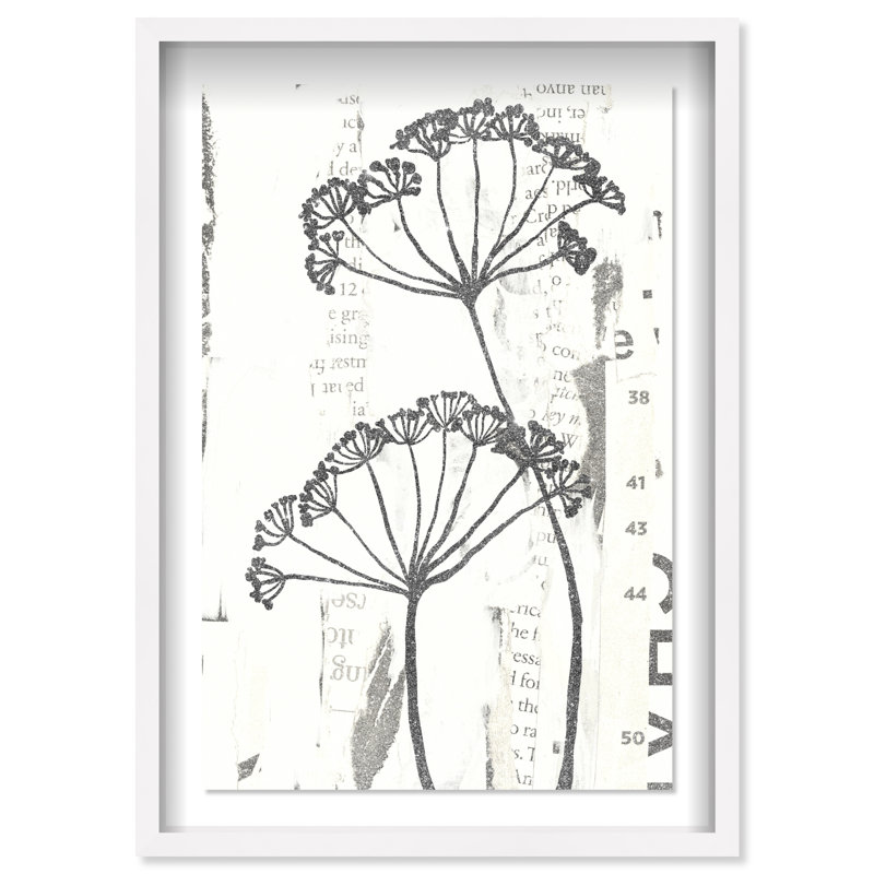 Botanical Shadow Shadowbox Floral & Botanical Print by Oliver Gal, Black Frame, 10 x 15, 46.5"H x 31.5"W, White Shadowbox