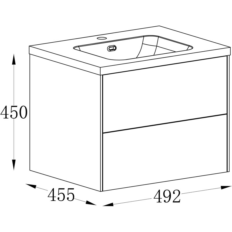 Benta 500mm Single Bathroom Vanity with Integrated Resin Basin, White