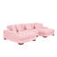 Canapé d'angle 3 places en velours côtelé rose confortable avec méridienne double, coussins décoratifs et soutien lombaire réglable, montage facile, dossier rembourré confortable, installation simple