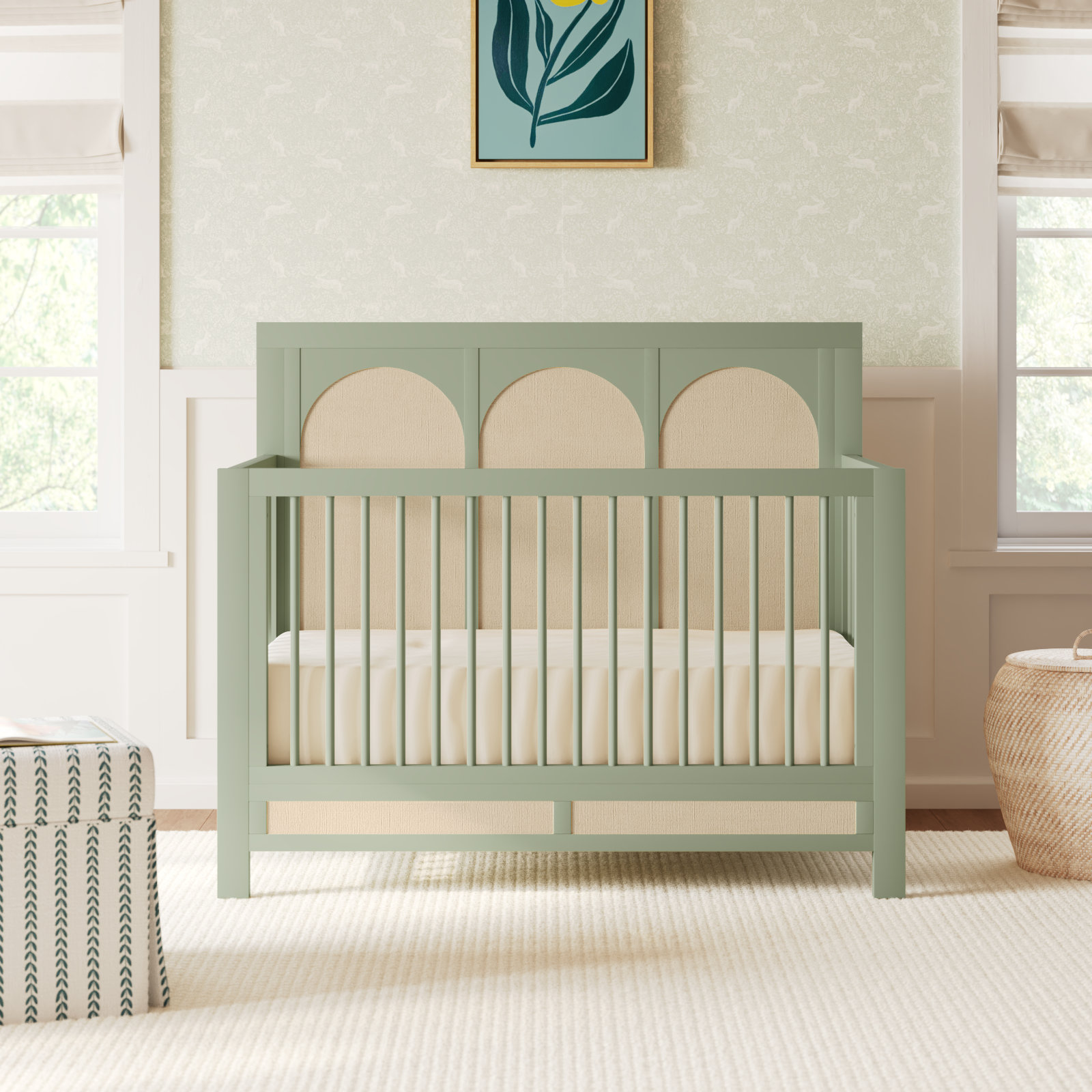 Eloise 4-in-1 Convertible Crib, French Sage/Performance Sand Eco-Weave