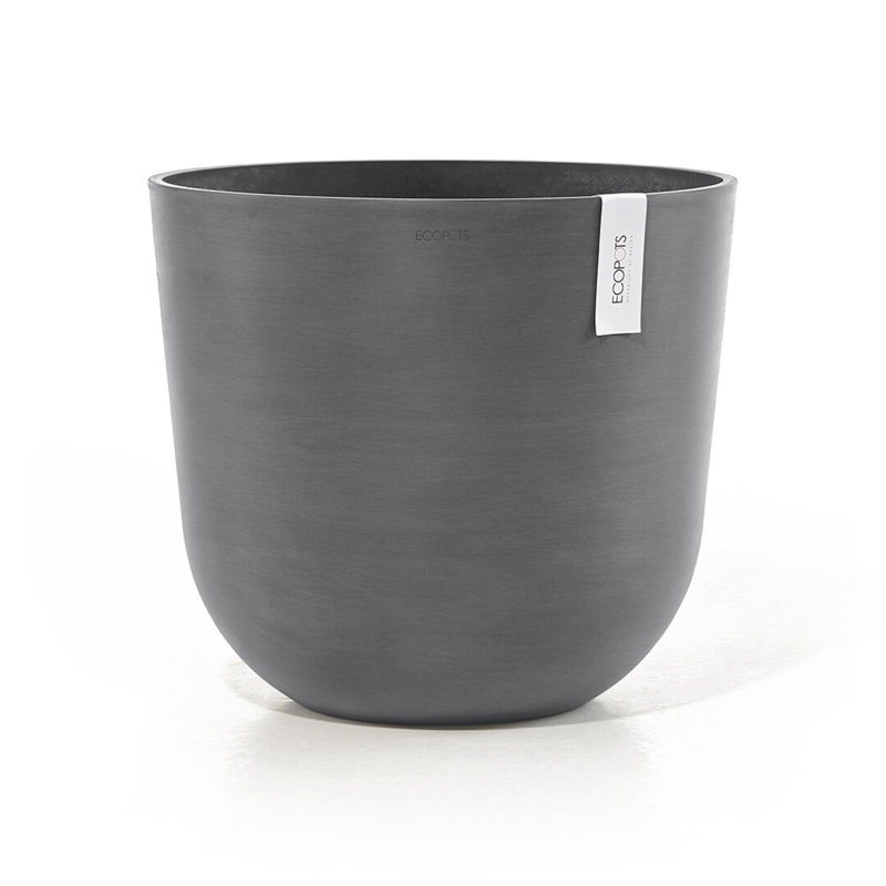 Ecopots Oslo Indoor/Outdoor Modern Recycled Plastic Flower Pot Planter, Gray, 15.5" H x 17.75" W x 17.75" D