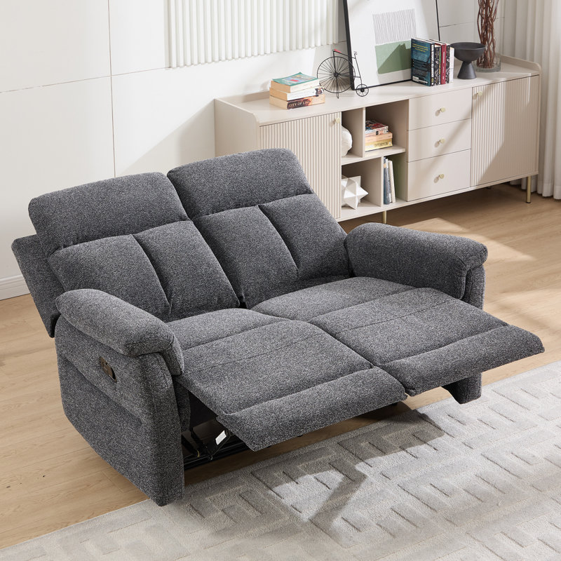 Ensemble de salon inclinable manuel 2 pièces en chenille moderne 2 pièces, Gris foncé