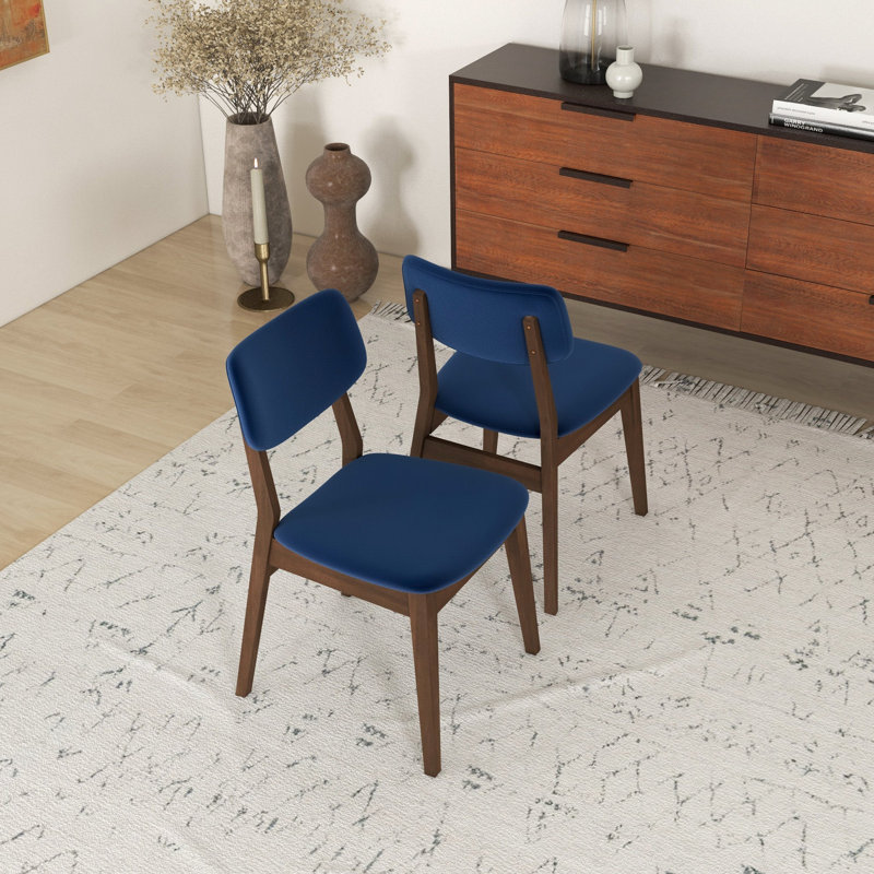 Ensemble de 2 chaises d'appoint en velours bleu Carlos