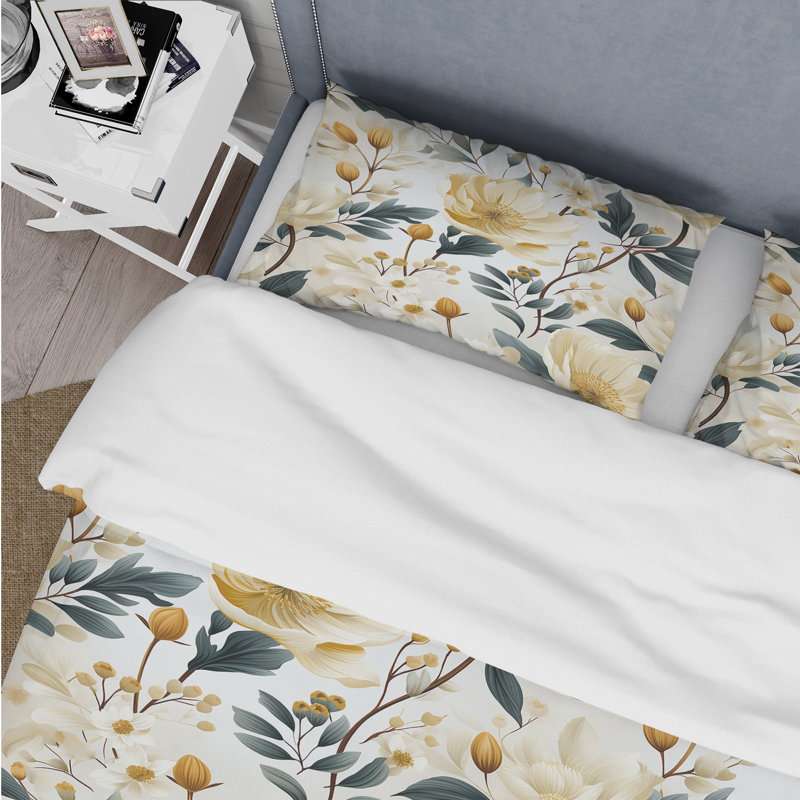 Ensemble de housse de couette en microfibre blanc / jaune Minimalist, Housse de couette pour très grand lit et 2 très