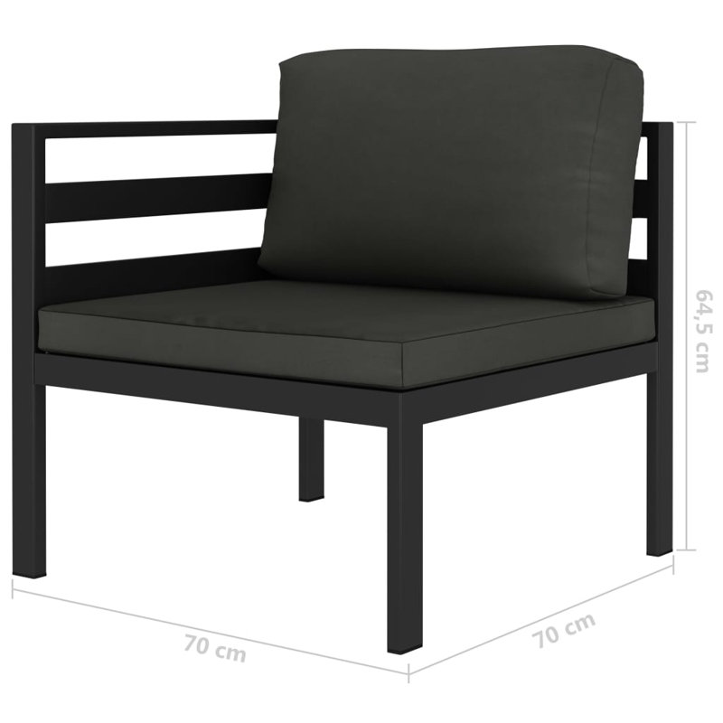 Ensemble de canapé de jardin léger d'extérieur en aluminium anthracite