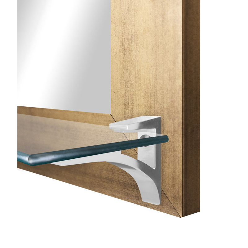 Kridia Flat Wall Mirror, Vertical, 25.5" H x 21.5" W, Matte Gold