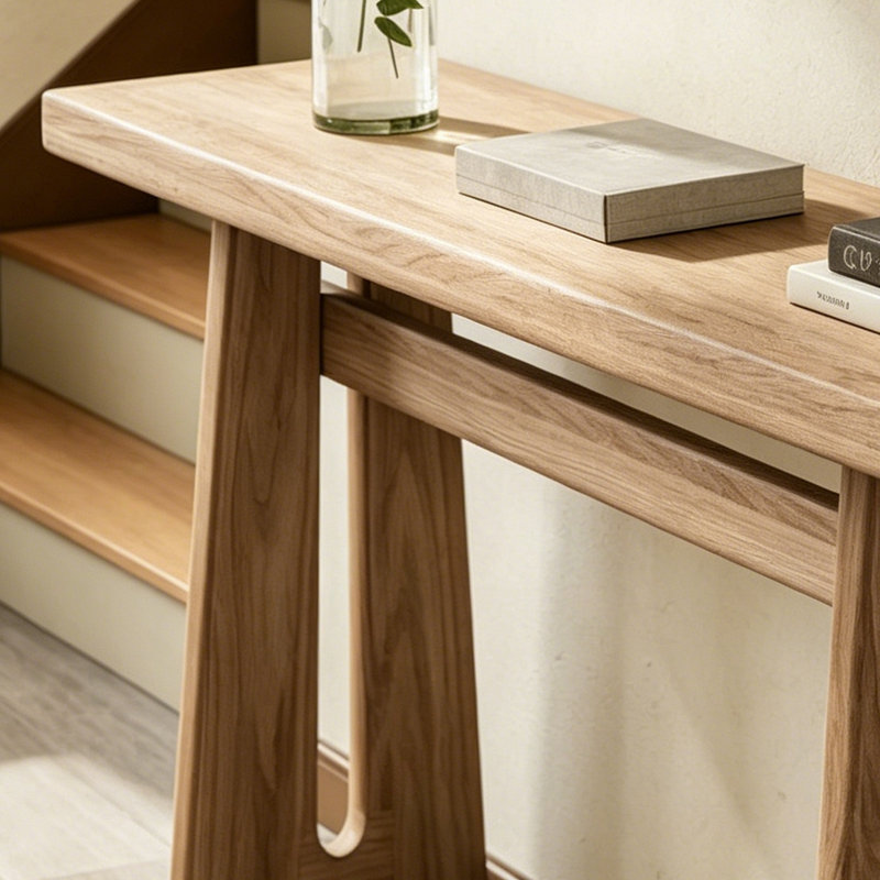 Console française rétro simple et élégante, Bois naturel, Natural Wood, 33.5" H x 47.2" W x 15.7" D, Bois naturel