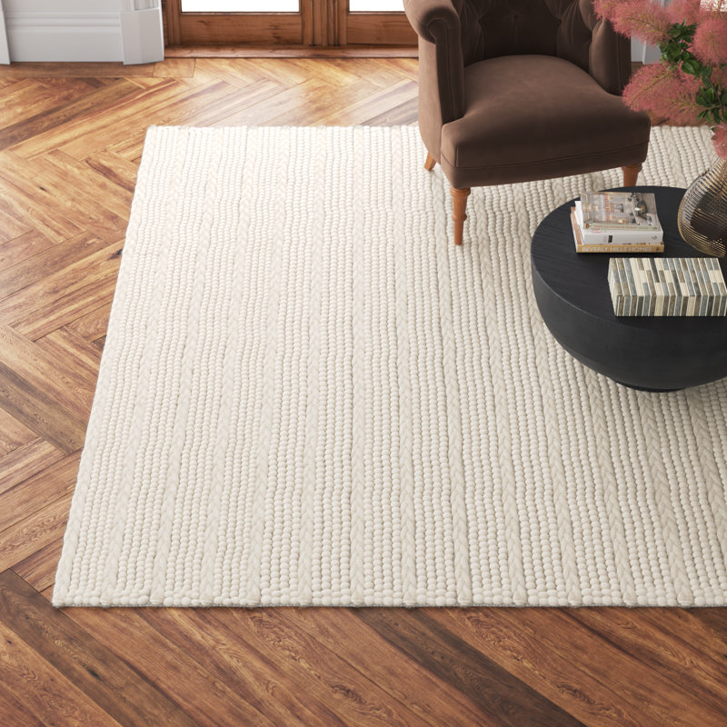 Sestina Handmade Flatweave Ivory Area Rug, Rectangle 8' x 10'