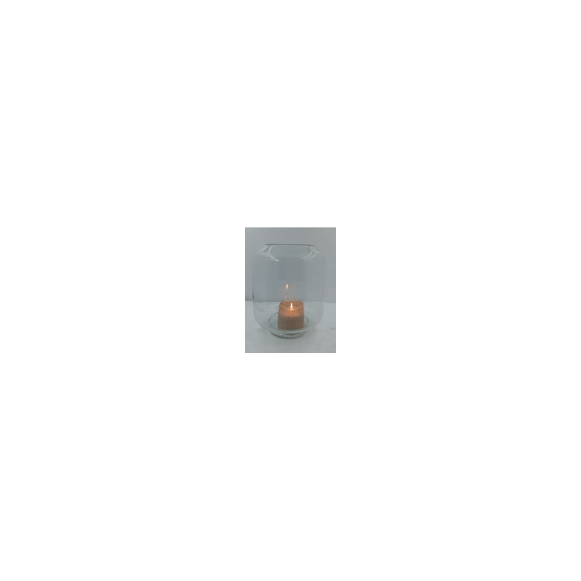 Cole and Grey Glass Wide Clear Room Hurricane Lamp with Elevated Base, Clear, 8.5" H x 8" W x 8" D