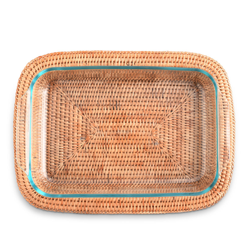 Rectangle Rattan Casserole Set