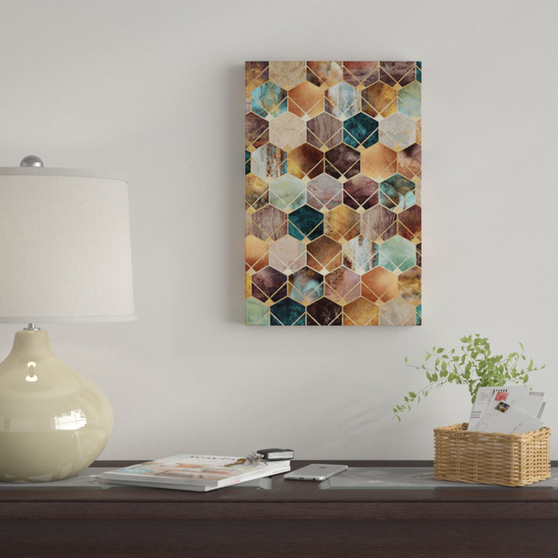 «Natural Hexagons and Diamonds», impression sur toile, H 18 po x l 12 po x P 1,5 po, Toile tendue, Pas de tapis