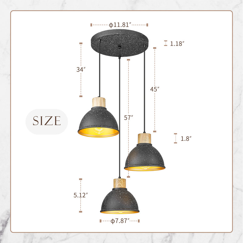 Luminaire suspendu conique à 3 lumières Holdrege