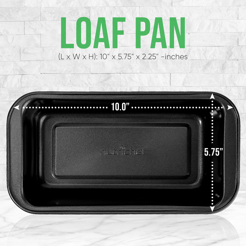 NutriChef Black Carbon Steel Non-Stick Loaf Pan