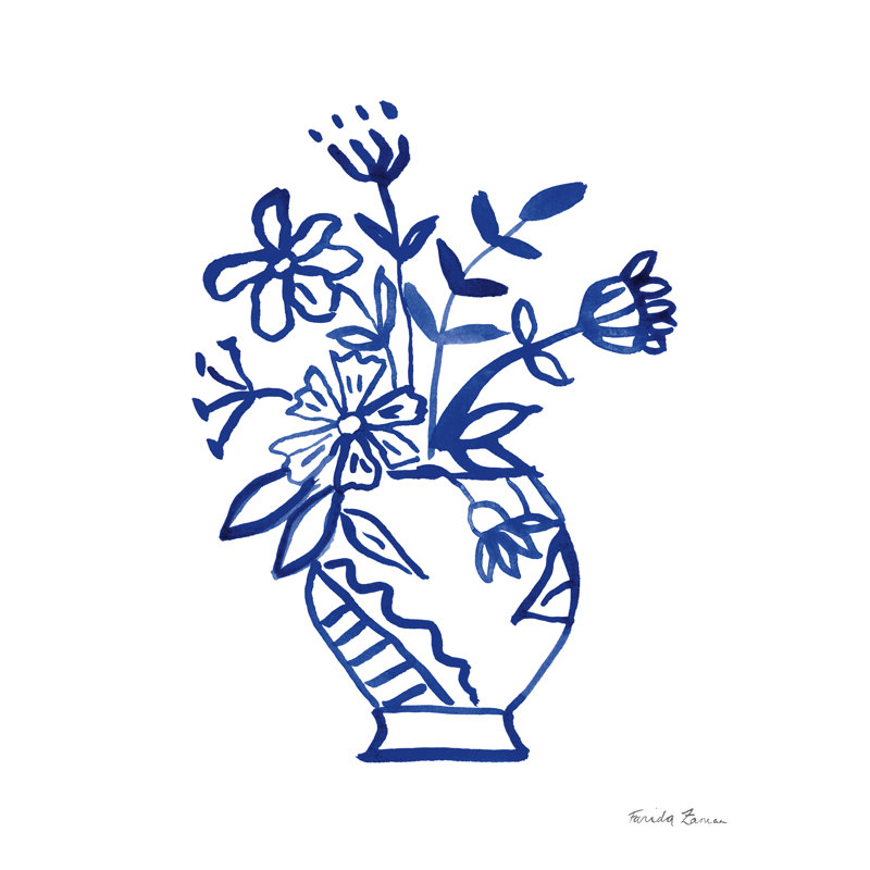 Vases bleus III sur toile, H 32 po x l 24 po