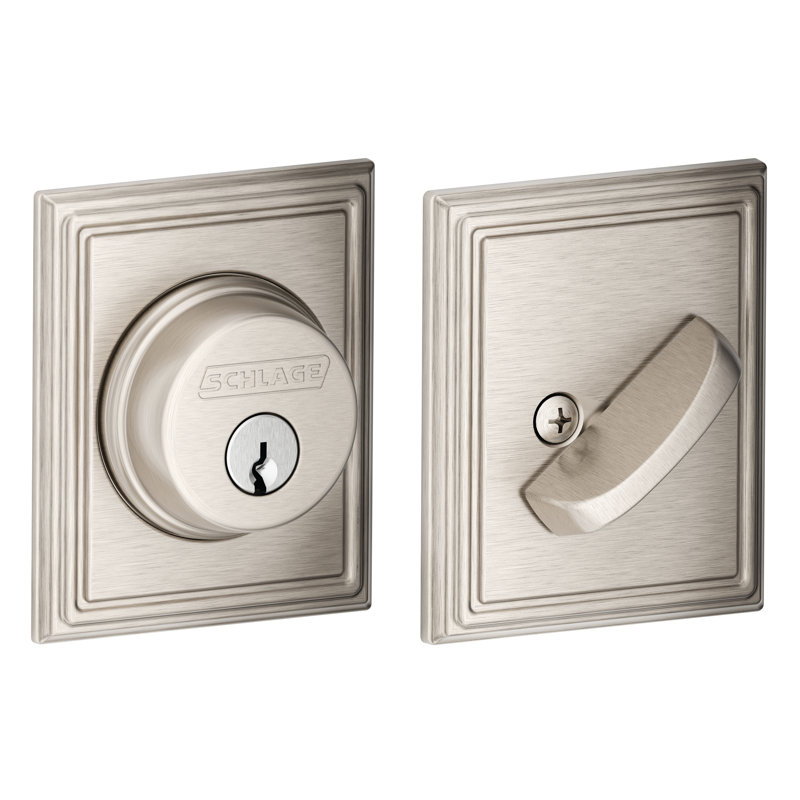 Single Cylinder Deadbolt with Addison Trim, Satin Nickel