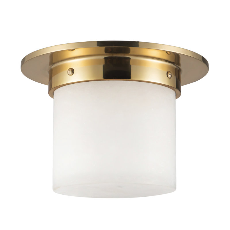 Mineral 8-in Brass Flush Mount, Alabaster, Brass