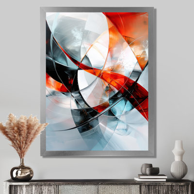 Fractal Red And White Cubist Fight II - Abstract Cubism Wall Décor