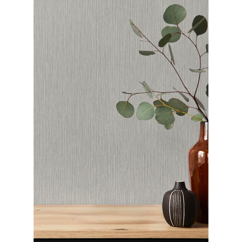Papier peint rayures grises Oren, Gris