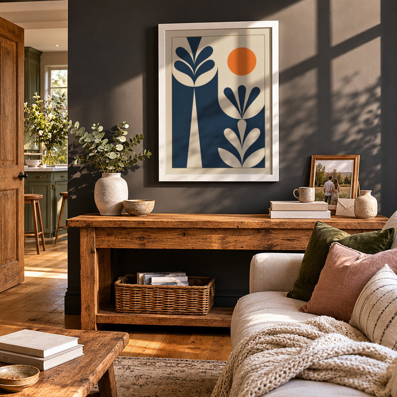 Forms in Cream Botanical - Framed Print, A3 - 42.0 x 29.7 cm, White