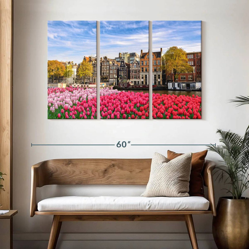 Tulipes du canal Sirci à Amsterdam, H 32 po x l 50 po