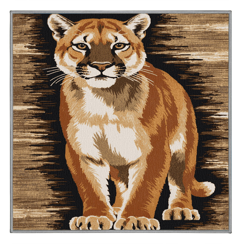  Tapis lavable North American Cougar Big Cats, Carré 3 pi