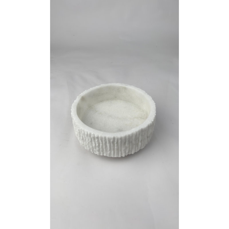 Serrated White Marble Small Bowl