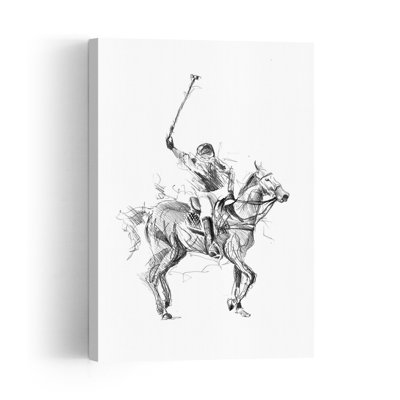 Racehorse Action Sketch Contemporary Horse Wall Art Print 1 Piece Wrapped Canvas Wall Art