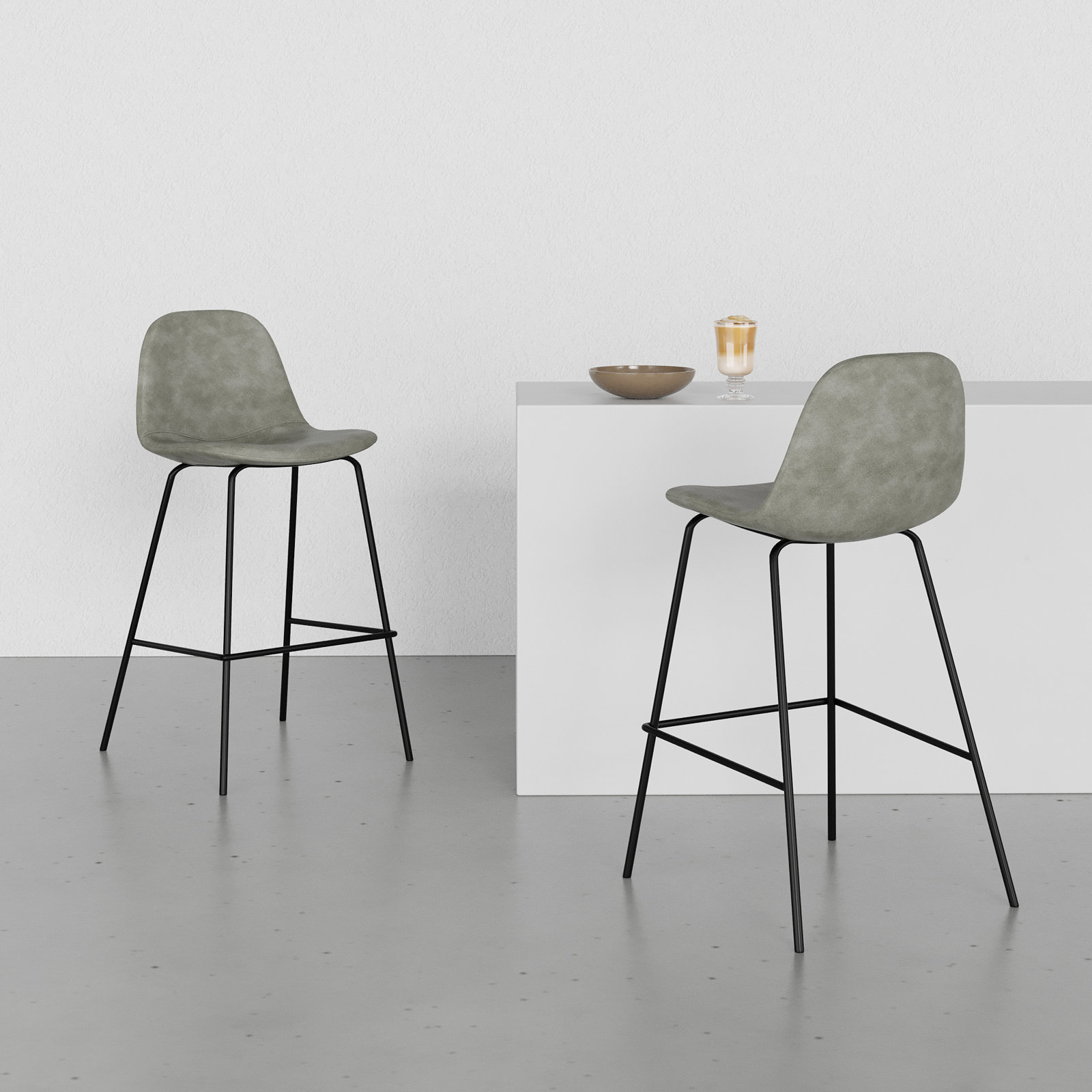Kody Vegan Leather Bar & Counter Stool, Counter Stool (23.75" Seat Height), Slate Grey Vegan Leather