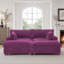Canapé modulaire réversible 3 pièces rembourré en fausse fourrure de lapin brun clair avec repose-pieds 3 pièces-739848837-739848838