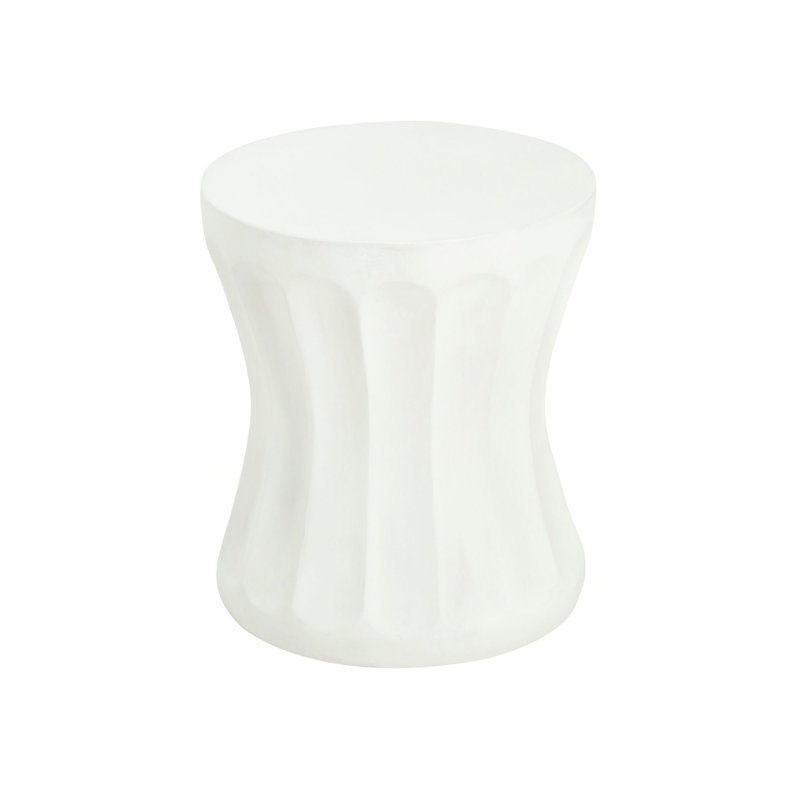 Table d'appoint d'extérieur ronde en béton blanc antique, table de bout Mgo de salon