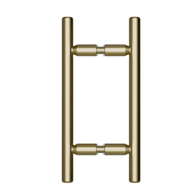 Ladder Style Back-to-Back Pull Handle, 12" Length, 8" Mounting Center To Center, Glazing Thickness 5/16" To 1/2", Brushed Bronze Finish
