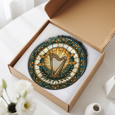 Panneau de vitrail en verre coloré, 7,8 heures