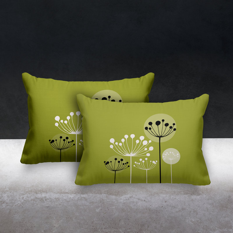 Polyester / Mélange de polyester Housse de coussin rectangulaire intérieure / extérieure lombaire et insert, Chartreuse