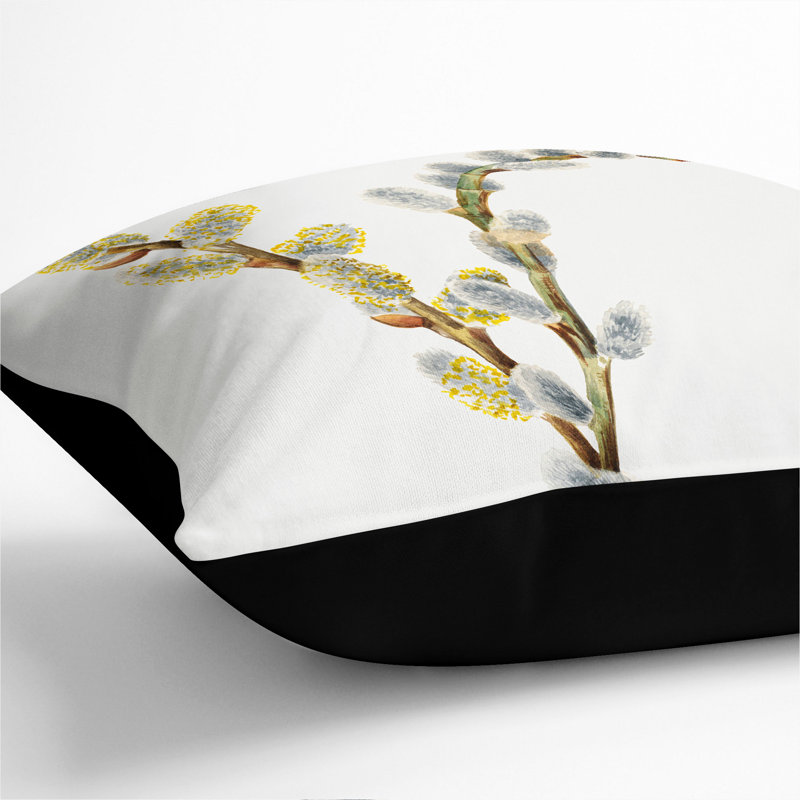 Pussy Willow Square Throw Cushion, Black, 40cm H x 40cm W x 15cm D