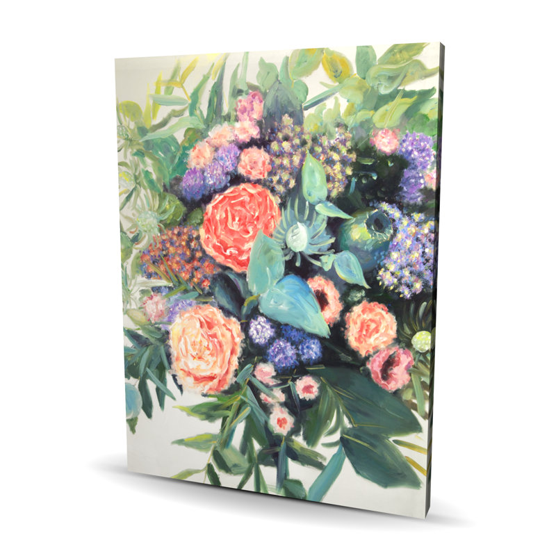 Fleurs mélodiques - Toile contemporaine pour la décoration intérieure, Toile tendue, H 36 po x l 48 po