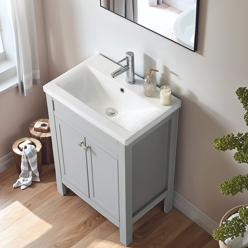 Meuble-lavabo simple autoportant 24 po 24 po avec portes doubles