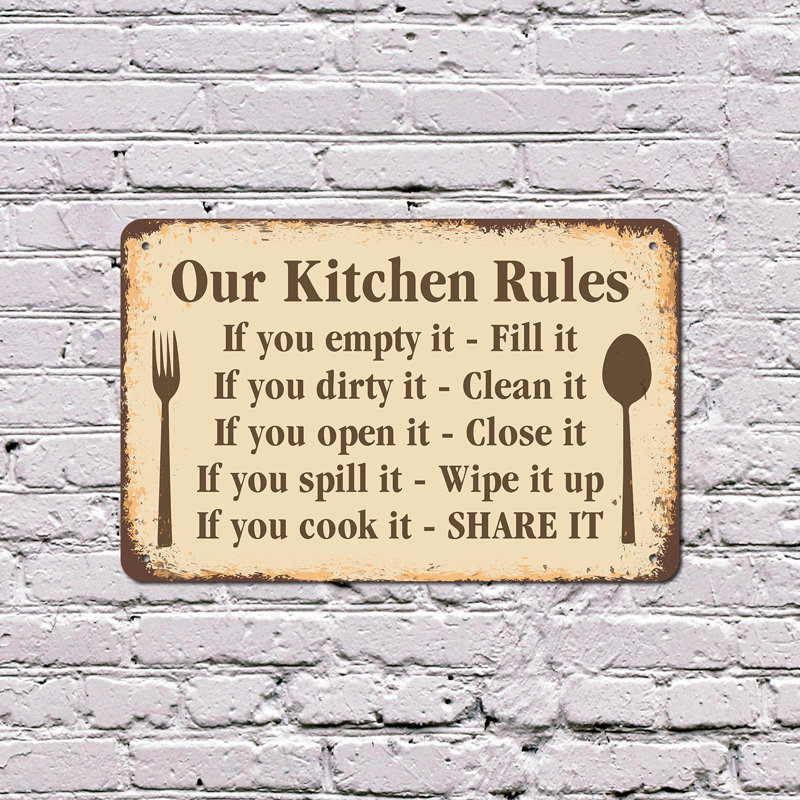 Enseigne en aluminium 18 po x 24 po Our Kitchen Rules