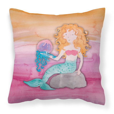 Coussin décoratif intérieur/extérieur aquarelle blonde sirène