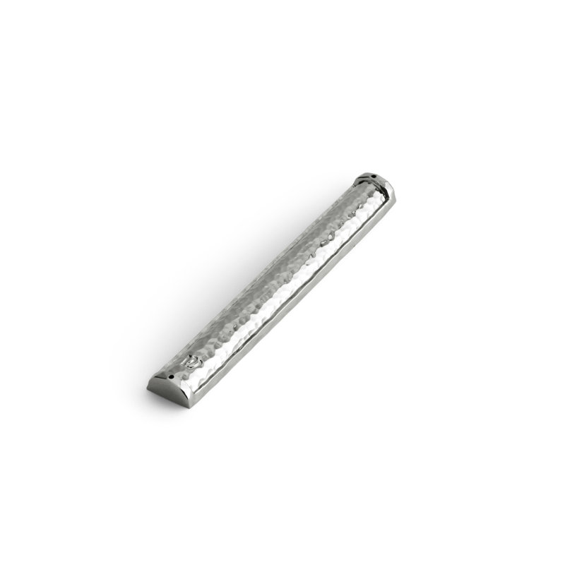 Hammertone Mezuzah, 6.25" H x 1" W x 1" D, Silver